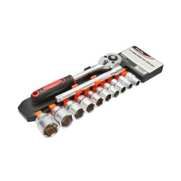 Set chei tubulare 12 piese 10-24 mm cu clichet 3/8 inch si prelungitor 150 mm