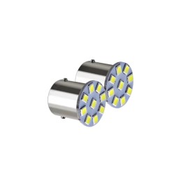 Set 2 becuri o faza BA15S T.V. 9SMD 1210 24V lumina alba 180 lumen