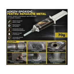 Adeziv epoxidic bicomponent metal 70 g fier otel reparatii