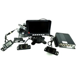 Sistem DVR kit monitor senzor parcare + 4 camere cu functie de inregistrare turism/camion  12V-24V. Lungime cablu fata 5m, cablu