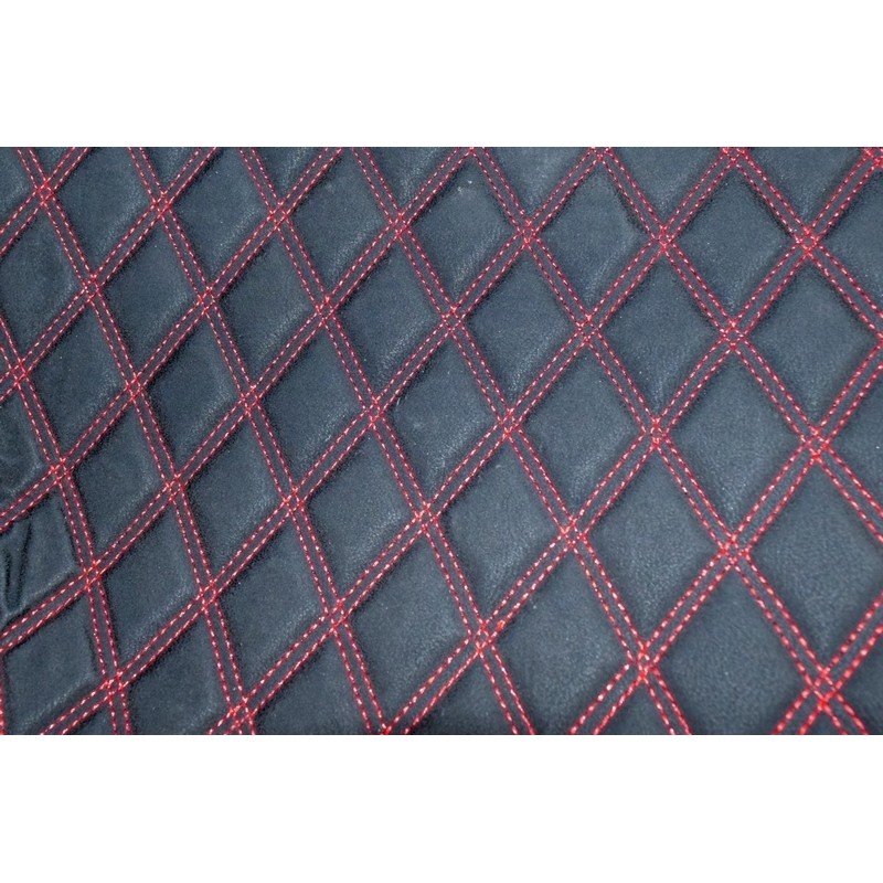 Material special pentru covorase auto romb negru / cusatura rosie.  Cod:COV02NR