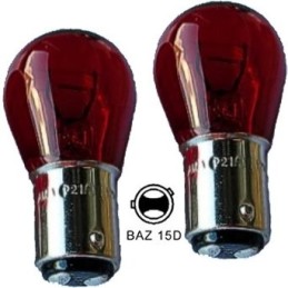 Bec doua faze asimetric S25 12V BAZ15D ROSU (pret 10buc)