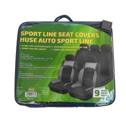 Set 9 bucati huse scaune auto Sport line, negru cu gri