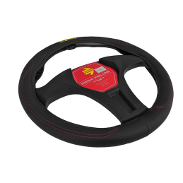 Husa volan MOMO Comfort, microfibra, negru cu cusatura rosie