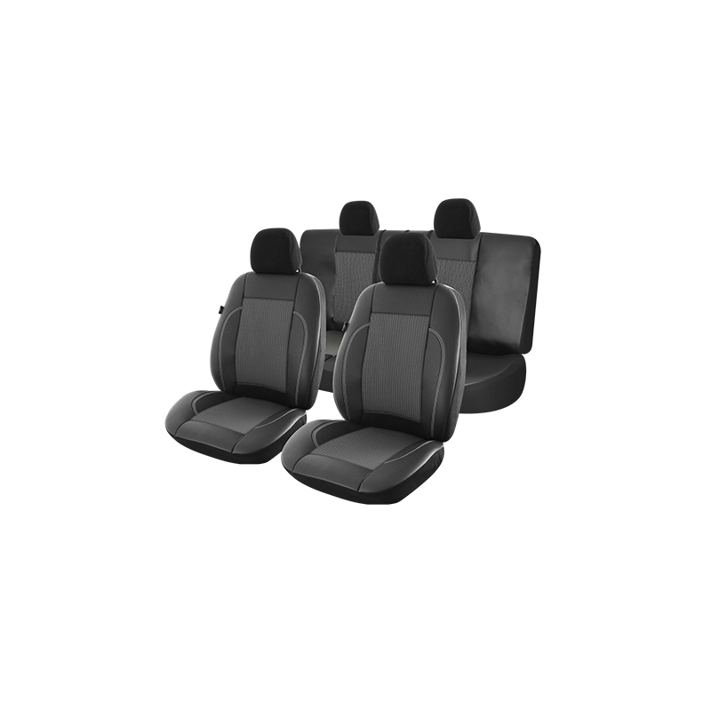 Set 9 bucati huse scaune auto Exclusive leather lux, negru cu gri