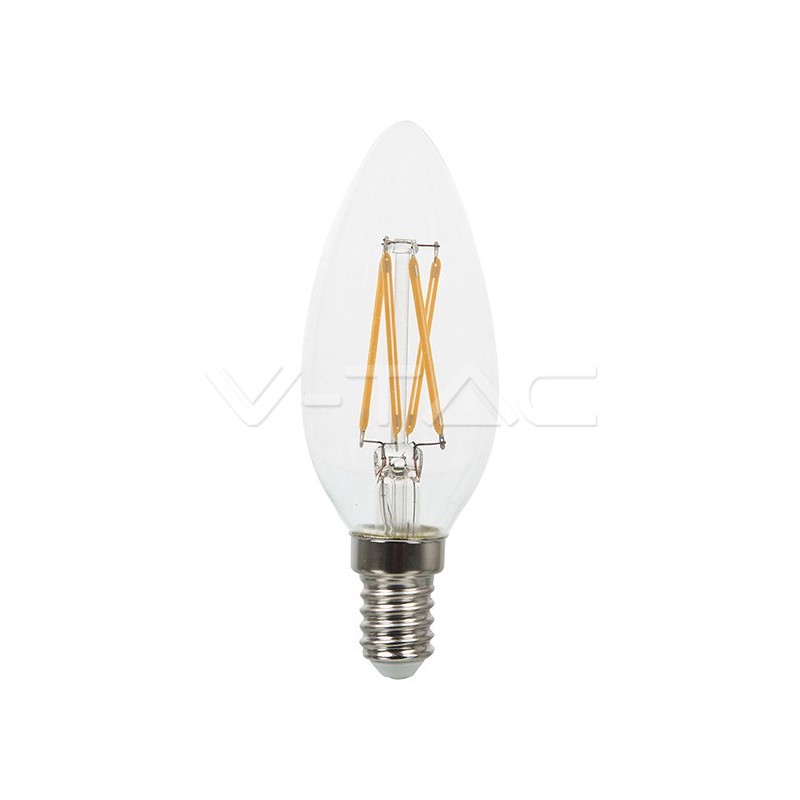 Bec LED Lumânare Filament Cip SAMSUNG 4W E14 Sticla Clara 2700K