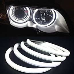 Set angel Eyes COTTON compatibil BMW E46 fara lupa cu Lumina: alba DRL si semnalizare galbena