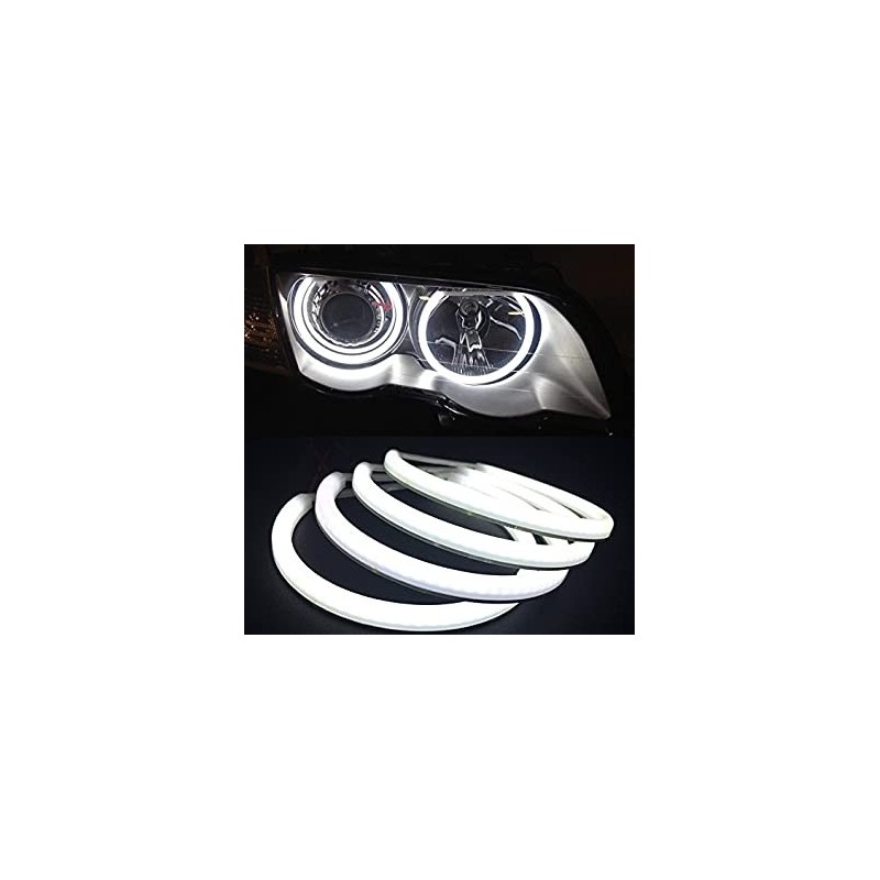 Set angel Eyes COTTON compatibil BMW E46 fara lupa cu Lumina: alba DRL si semnalizare galbena