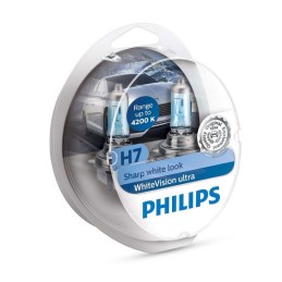 Set 2 Becuri auto far halogen Philips H7 White Vision Ultra + 2 becuri T10