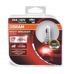 Set 2 becuri 12V H4 60/55 W night breaker silver +100% Osram