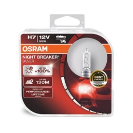 Set 2 becuri 12V H7 55 W night breaker silver +100% Osram