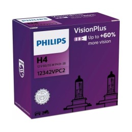 Set 2 becuri far H4 60/55W 12V vision plus Philips