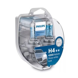 Set 2 becuri far H4/W5W P43T-38 60/55W 12V white vision ultra Philips