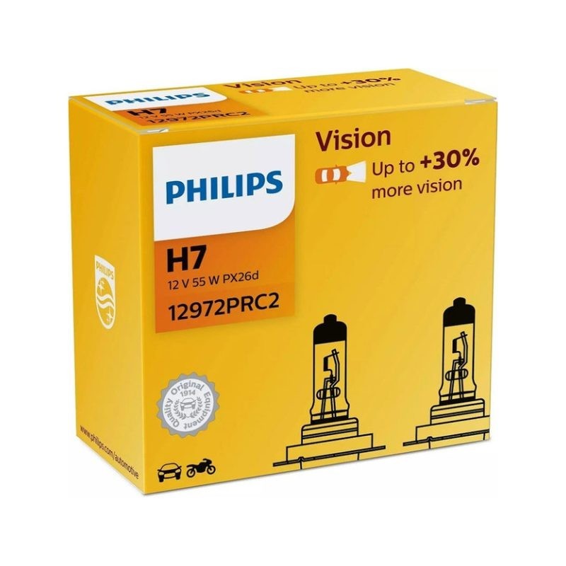 Set 2 becuri far H7 55W 12V vision Philips