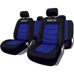 Set 9 bucati huse scaune auto Sparco Ergo Sport negru - albastru
