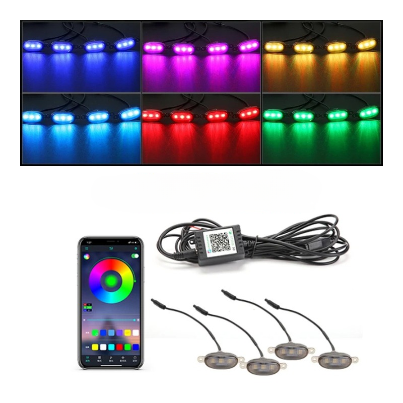 Set 4 lampi cu LED RGB control prin aplicatie telefon