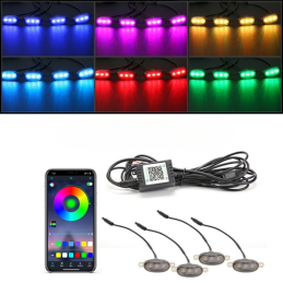 Set 4 lampi cu LED RGB control prin aplicatie telefon 12V
