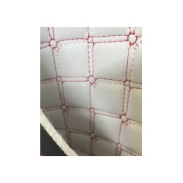 Material imitatie piele tapiterie hexagon maro cu cusatura gri