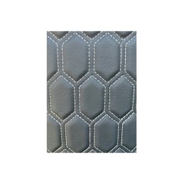 Material imitatie piele tapiterie hexagon negru cu cusatura gri