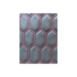 Material imitatie piele tapiterie hexagon negru cu cusatura rosie