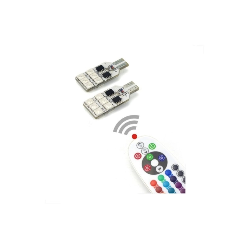 Set 2 becuri pozitie RGB cu telecomanda T10, 12 LED SMD 5050 RGB 12V