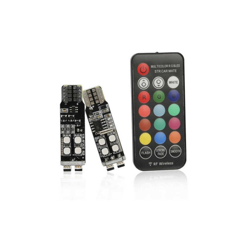 Set 2 becuri pozitie RGB cu telecomanda frecventa RF-T10, 10 LED SMD 2835 RGB 12V