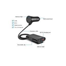 Prelungitor incarcator auto cu USB Quick Charge 3.0