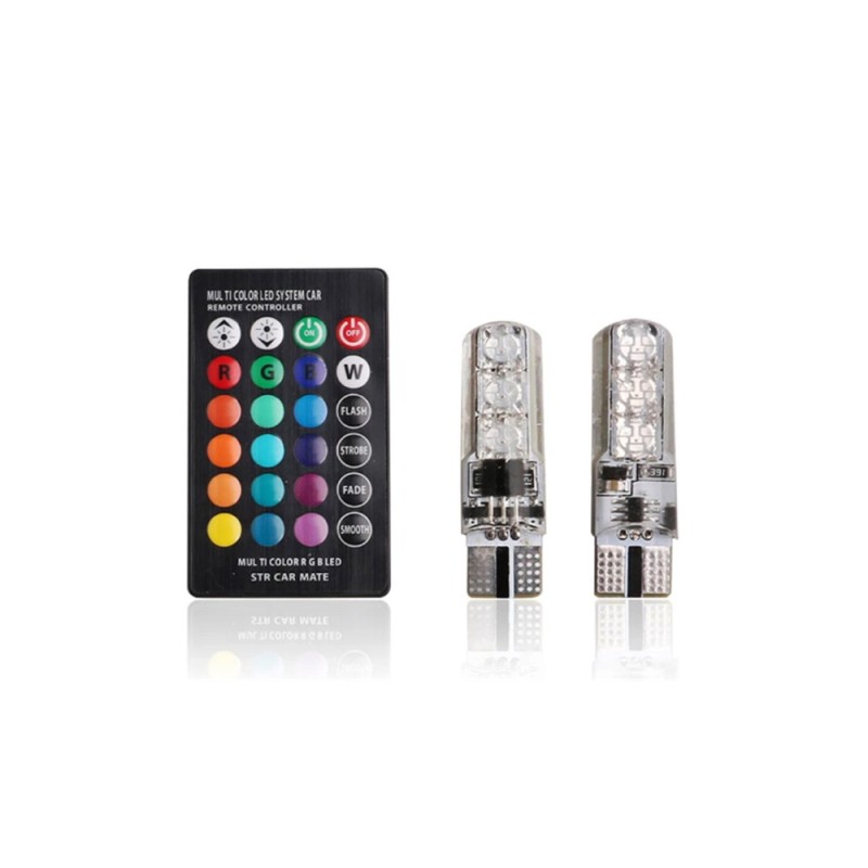 Bec T10 RGB cu telecomanda frecventa IR–T10, 6 LED SMD 5050 RGB 12V Bec T10 RGB cu telecomanda frecventa IR–T10, 6 LED SMD 5050 RGB 12V
