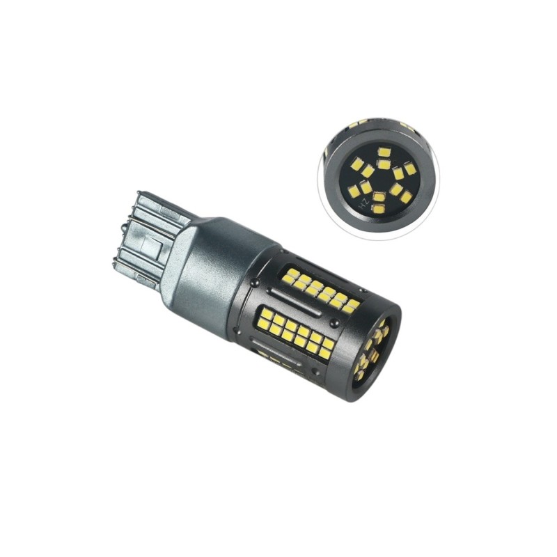 Set 2 becuri 2 faze T20 7440 84SMD Canbus 12V-24V lumina alba