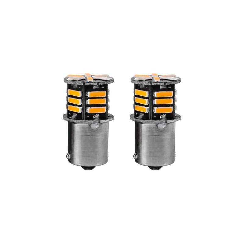 Set 2 becuri o faza T.V. BA15S 21SMD 12V 300 lumen lumina galbena