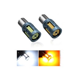 Set 2 becuri o faza T.V. BA15S 84SMD Canbus 12V-24V nonpolar lumina alba