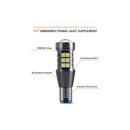 Bec T15 27SMD 3030 12V Canbus 800 lumen lumina alba