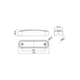 Lampa gabarit 110x30.5, LED, rosie, 12-36V, Fristom