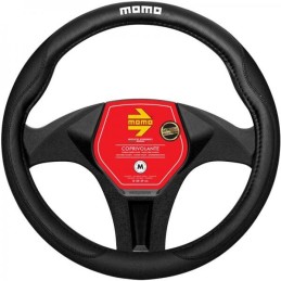 Husa volan MOMO Comfort, microfibra, negru cu cusatura rosie