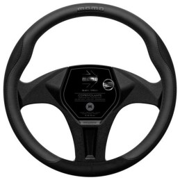 Husa volan MOMO Comfort, microfibra, negru cu cusatura rosie