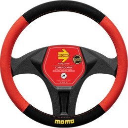 Husa volan Momo Easy microfibra negru cu rosu
