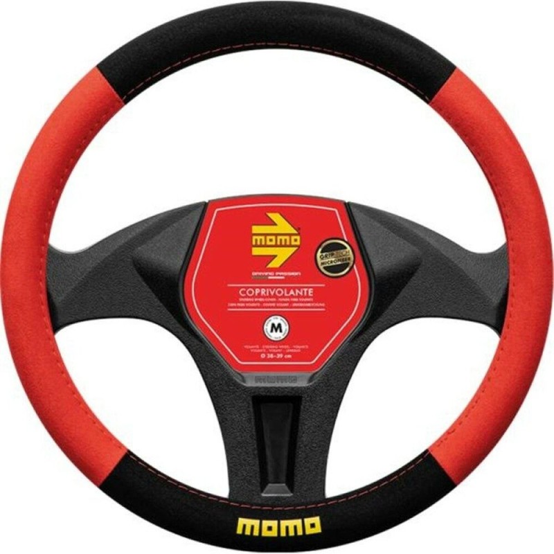 Husa volan Momo Easy microfibra negru cu rosu
