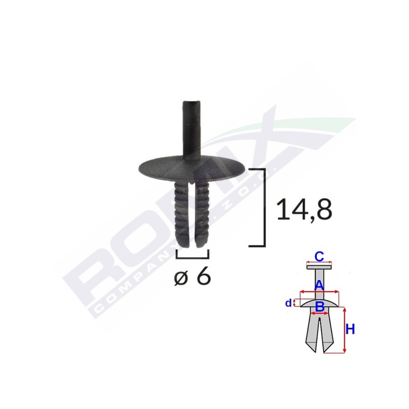CLIPS FIXARE PENTRU BMW 6X14.8MM - NEGRU SET 10 BUC