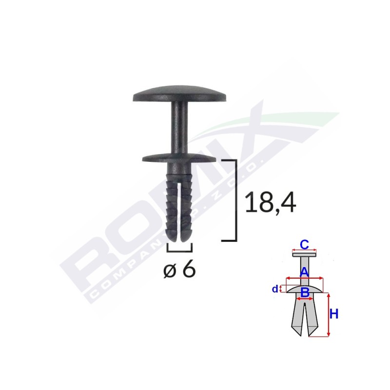CLIPS FIXARE UNIVERSAL 6X18.4MM - NEGRU SET 25 BUC