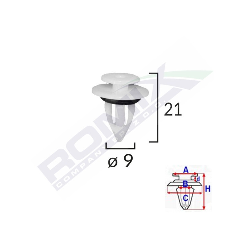 CLIPS FIXARE ELEMENTE PRAG PENTRU BMW, MINI 9X21MM ALB SET 10 BUC