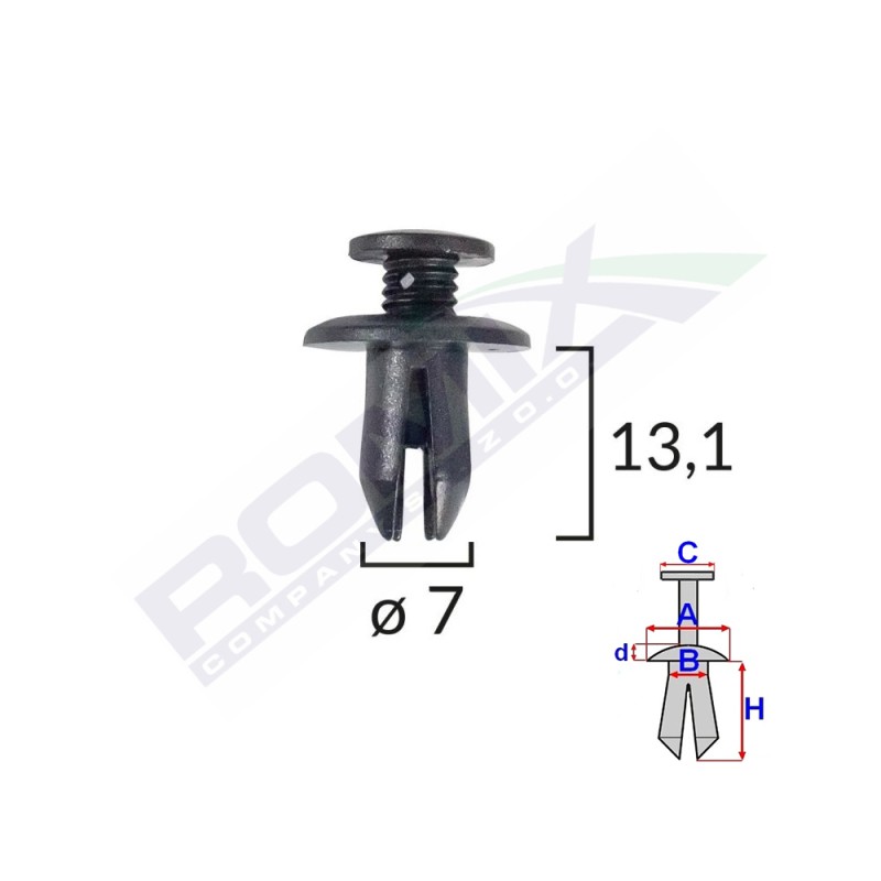CLIPS FIXARE PENTRU MAZDA/SUZUKI 7X13.1MM - NEGRU SET 10 BUC