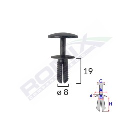 CLIPS FIXARE PENTRU FORD - 8X19MM - NEGRU SET 10 BUC