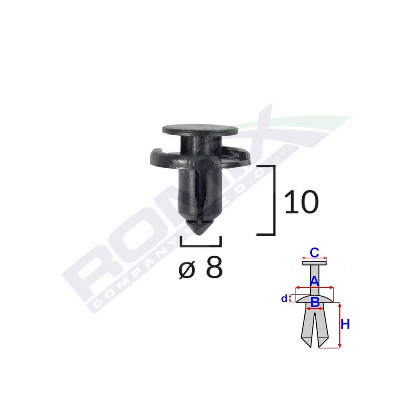 CLIPS FIXARE PENTRU NISSAN/TOYOTA/LEXUS/SUZUKI 8X10MM - NEGRU SET 10 BUC
