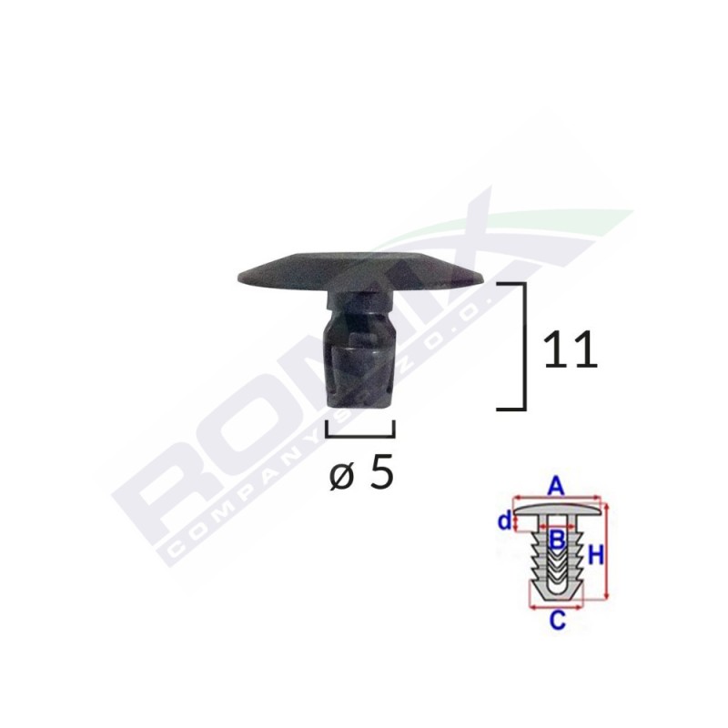 CLIPS TIP GARNITURA PENTRU PEUGEOT 5X11MM - NEGRU SET 10 BUC