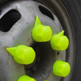 SET 10 BUCATI CAPAC PLASTIC PENTRU PREZON ROATA CU INDICATOR 33 MM NEON GALBEN 54.5 MM