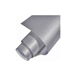 Folie auto autocolant PVC argintie sclipici mat 1.52m x 1m cu tehnologie eliminare bule