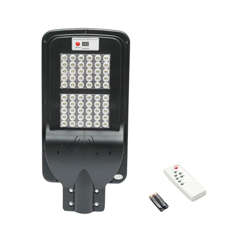 Lampa LED cu prindere pe stalp pentru iluminat stradal 6V/60W cu panou solar monocristalin si senzor de miscare Lampa LED cu prindere pe stalp pentru iluminat stradal 6V/60W cu panou solar monocristalin si senzor de miscare