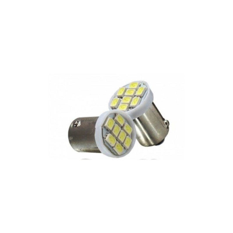 Bec auto BA9S 8 LED 1206, 12V, lumina alba 80 lm