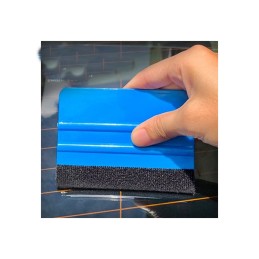 Racleta plastic albastra cu insertie material textil pentru montaj folie auto si geamuri