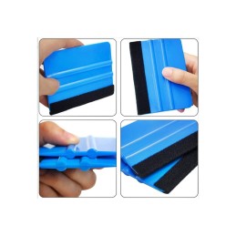 Racleta plastic albastra cu insertie material textil pentru montaj folie auto si geamuri